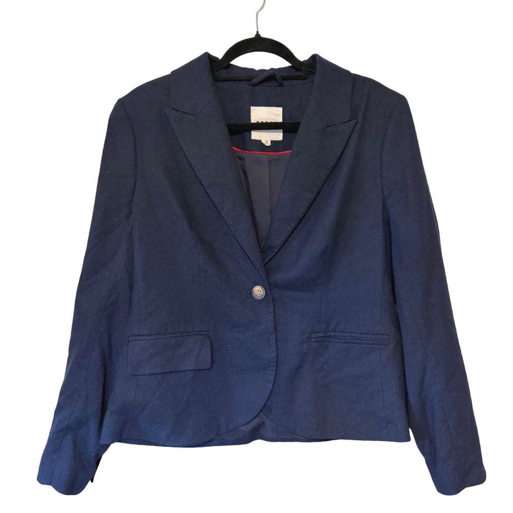 Boden Blazer Italian Wool Blend Jacket Navy Blue Nova Fides Coat Womens L US 12R